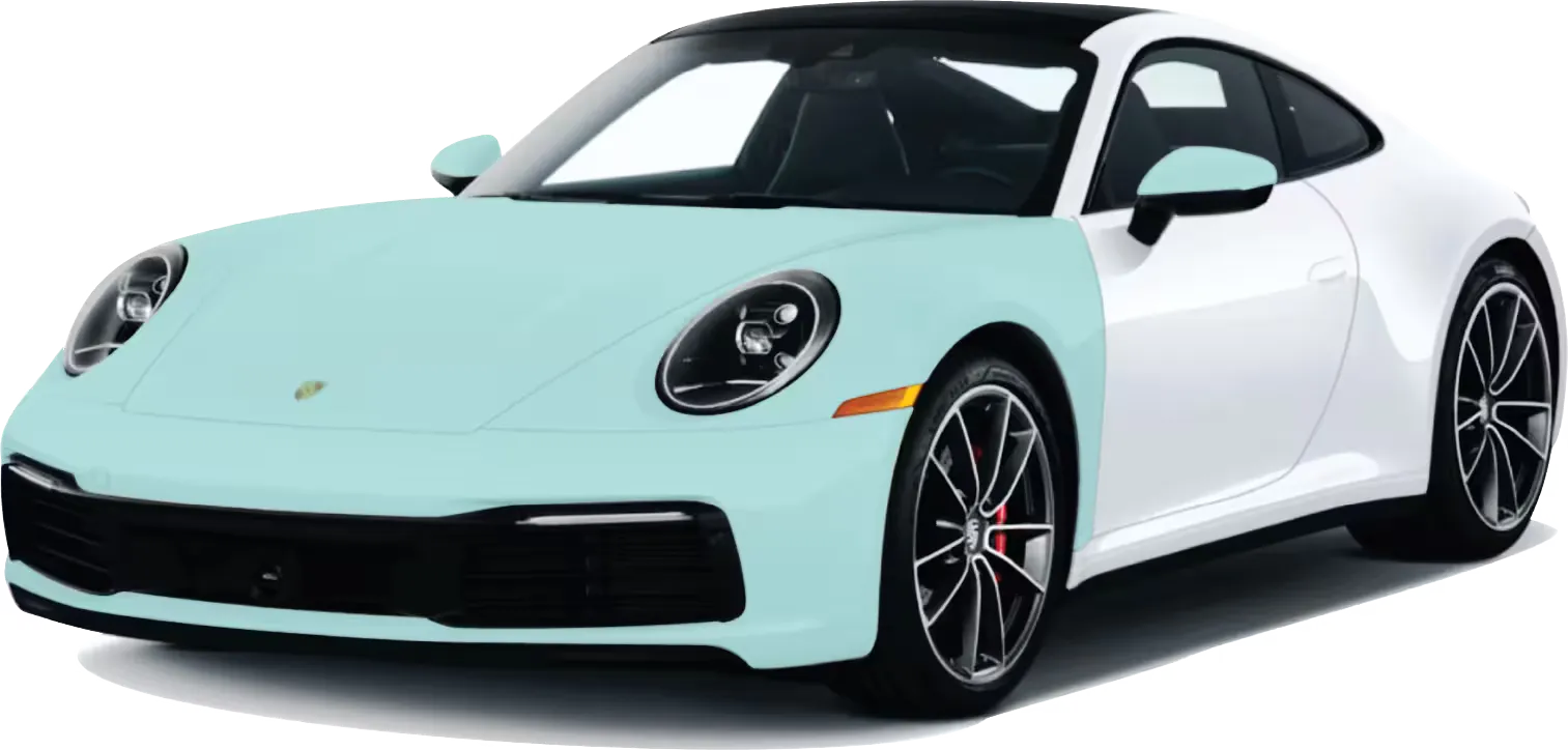 Full Front: full hood, full bumper, full fenders up to the front doors, and side mirrors